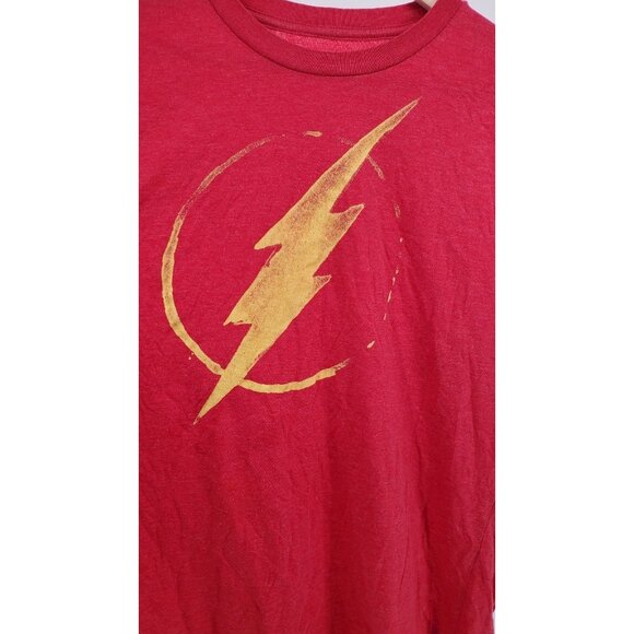 Men's Lg Flash DC Comic Shirt Lightning Bolt Fandom Official Graphic Tee Red - Picture 3 of 8